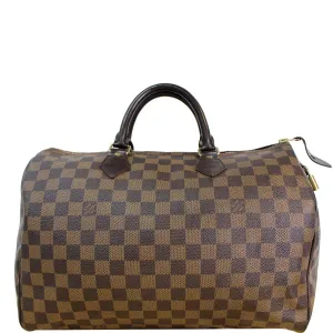 LOUIS VUITTON Speedy 35 Damier Ebene Satchel Bag Brown