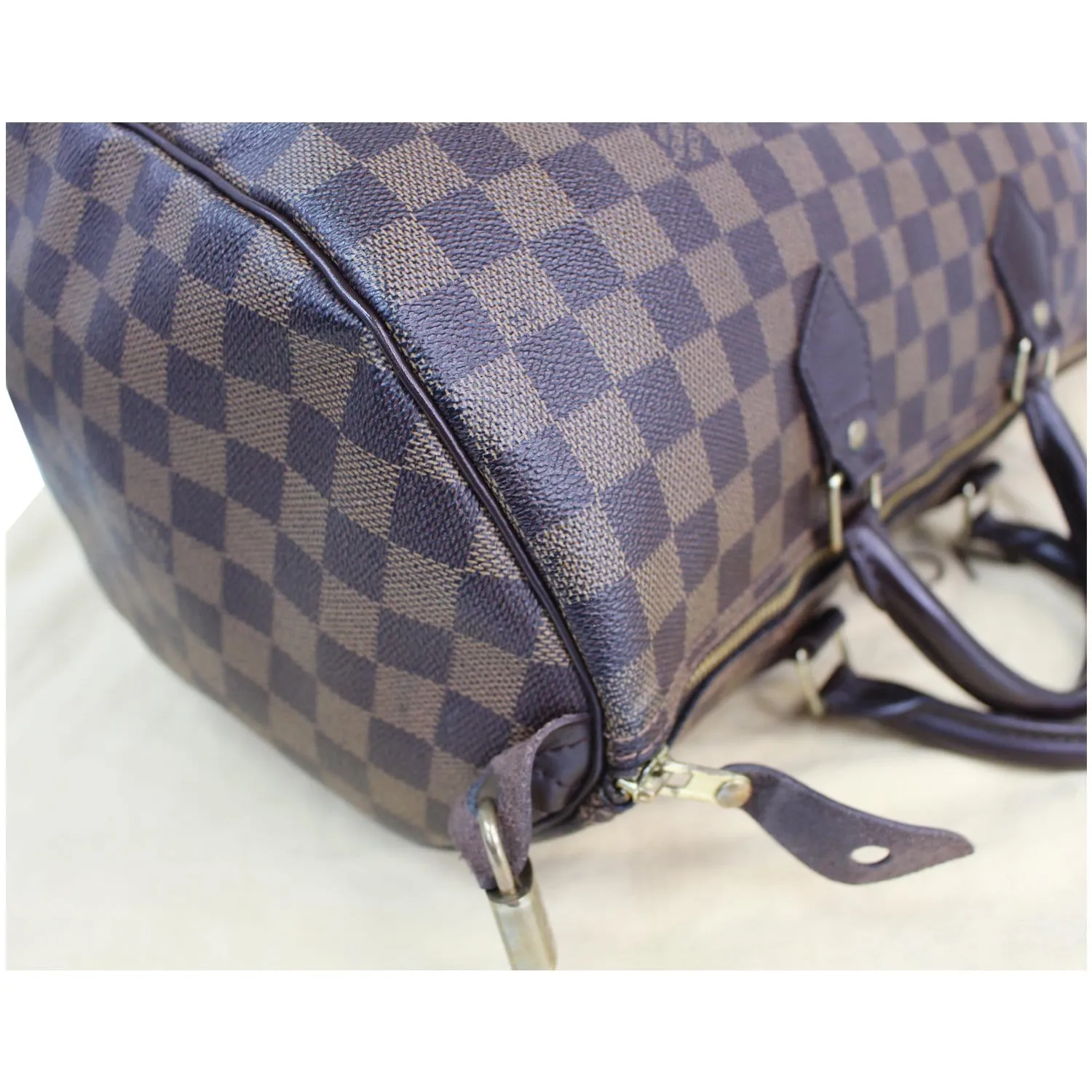 LOUIS VUITTON Speedy 35 Damier Ebene Satchel Bag Brown