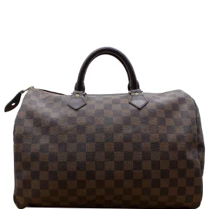 LOUIS VUITTON Speedy 35 Damier Ebene Satchel Bag Brown
