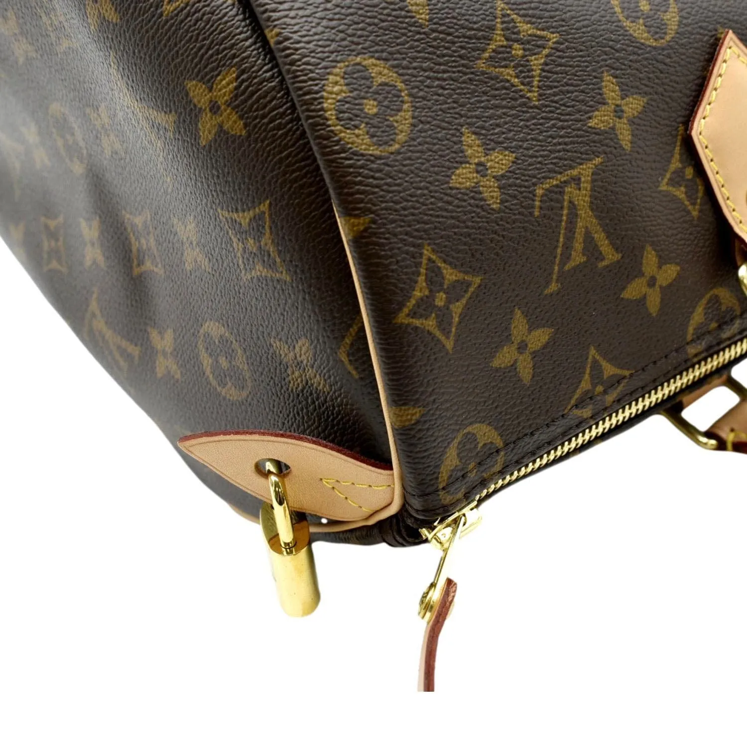 LOUIS VUITTON Speedy 35 Monogram Canvas Satchel Bag Brown