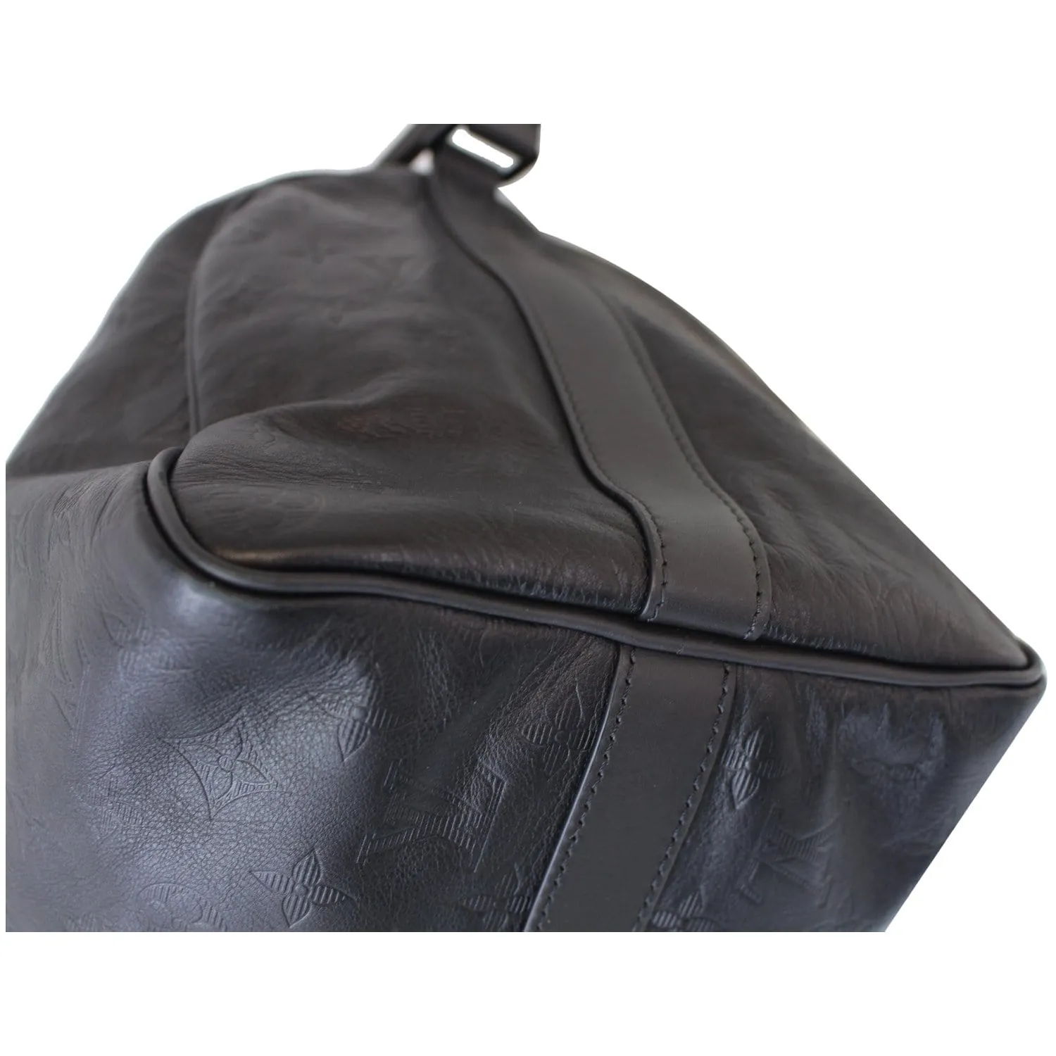 LOUIS VUITTON Speedy Bandouliere 40 Shadow Calf Leather Satchel Bag Black