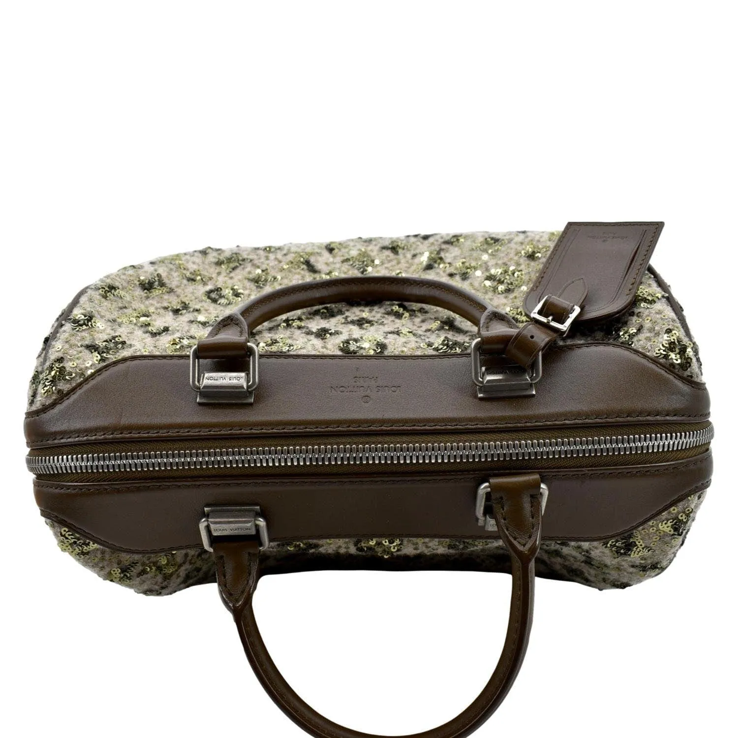 LOUIS VUITTON Speedy Sunshine Express 30 Monogram Sequin Satchel Bag Khaki