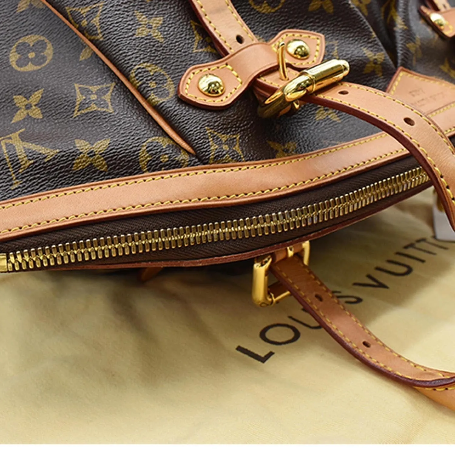 LOUIS VUITTON Tivoli GM Monogram Canvas Satchel Bag Brown