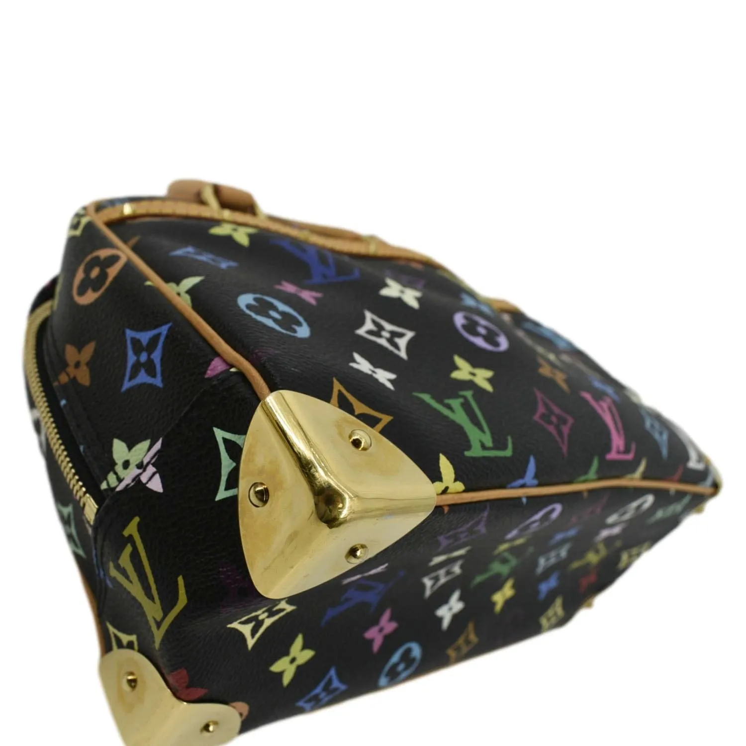 LOUIS VUITTON Trouville Multicolor Monogram Canvas Satchel Bag Black