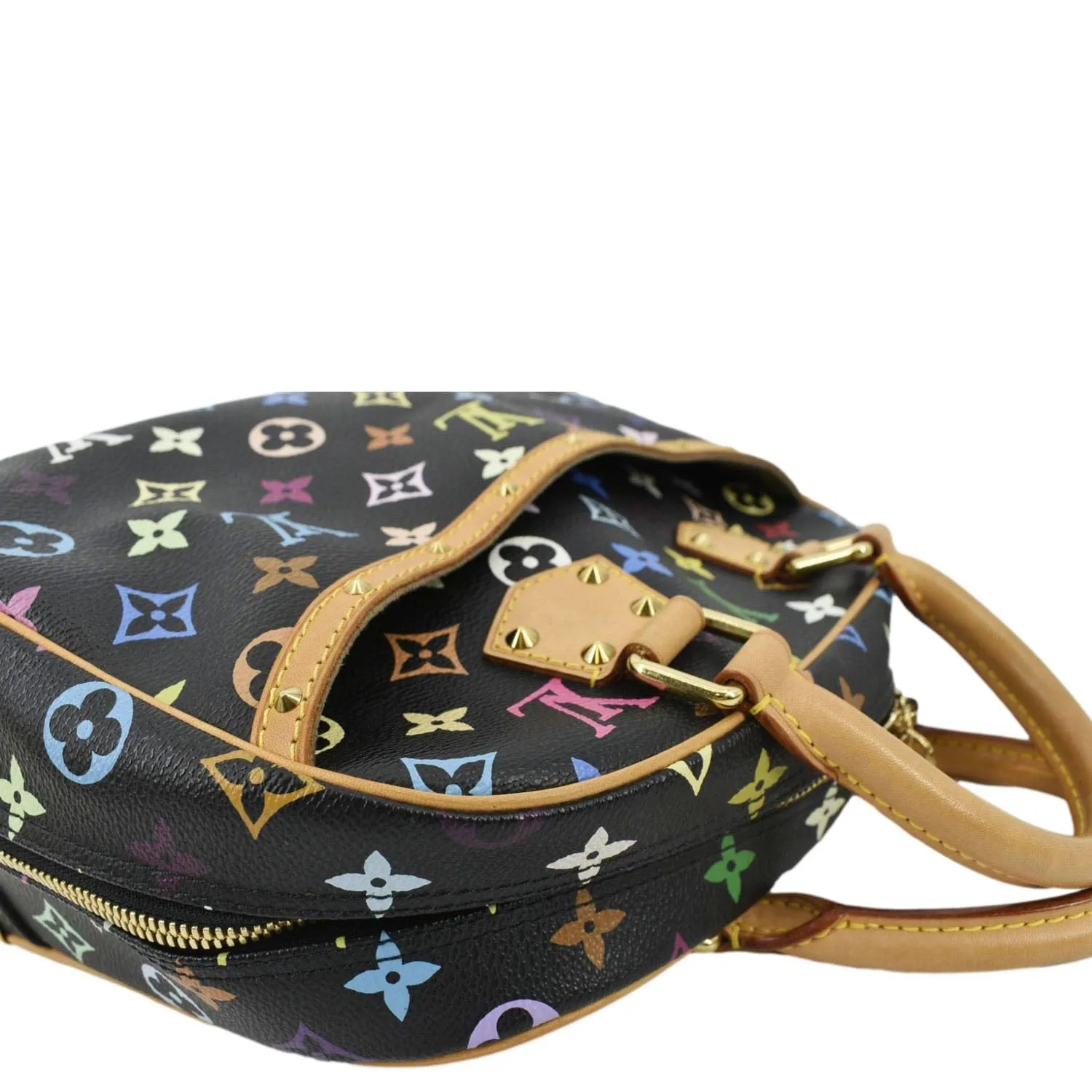 LOUIS VUITTON Trouville Multicolor Monogram Canvas Satchel Bag Black