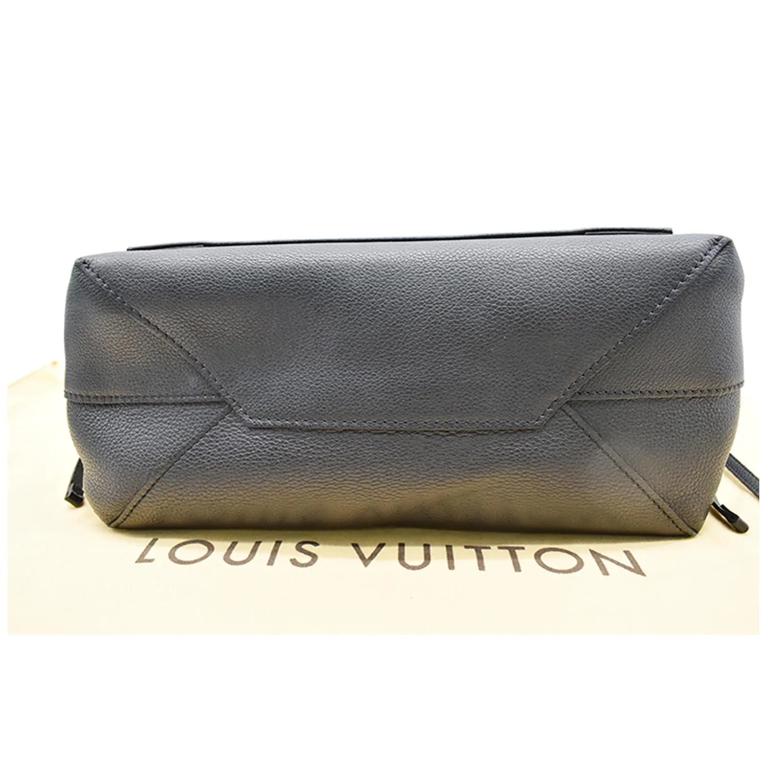LOUIS VUITTON Women Lockme MM Leather Satchel Bag Black