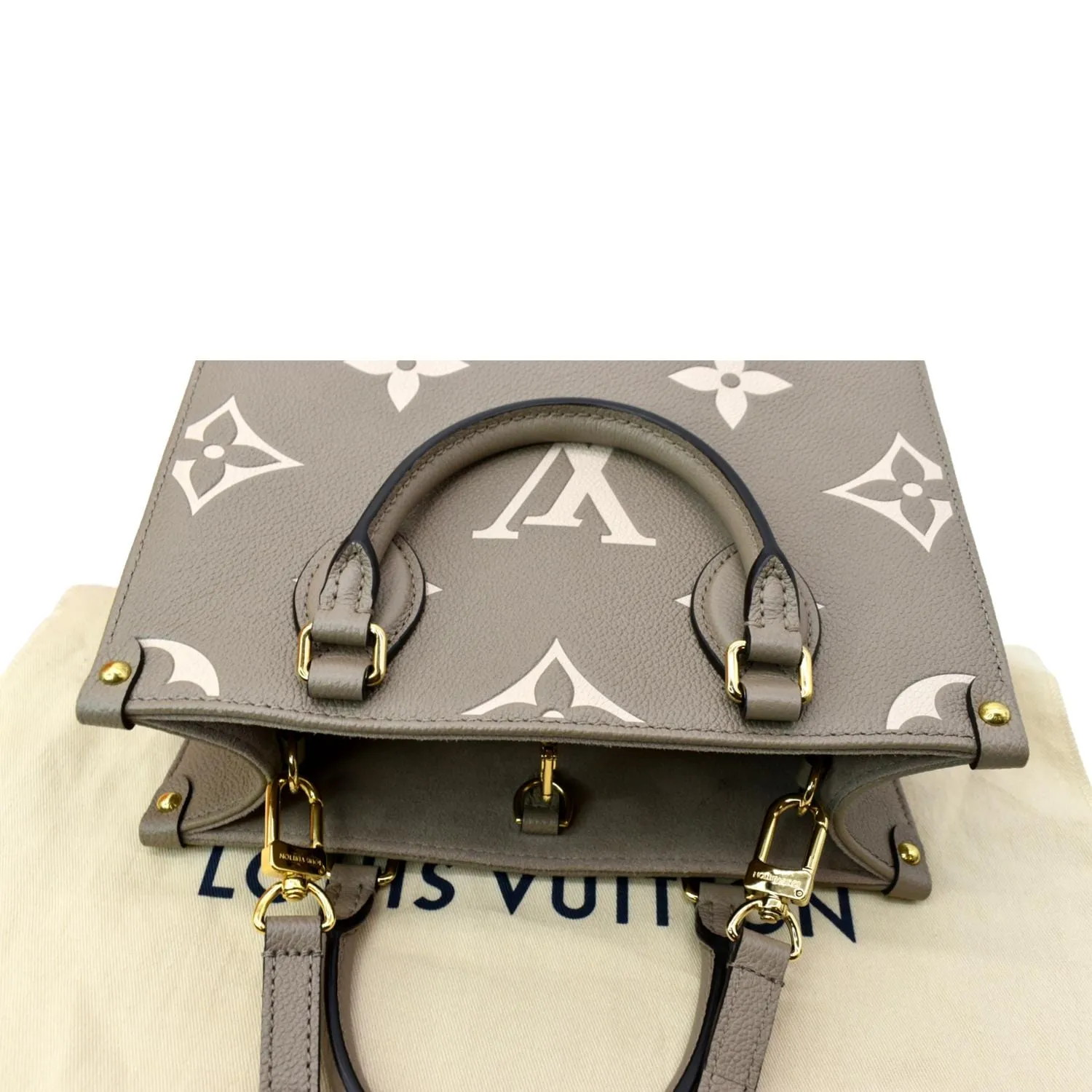 LOUIS VUITTON Women Onthego PM Bicolor Monogram Empreinte Crossbody Bag Cream