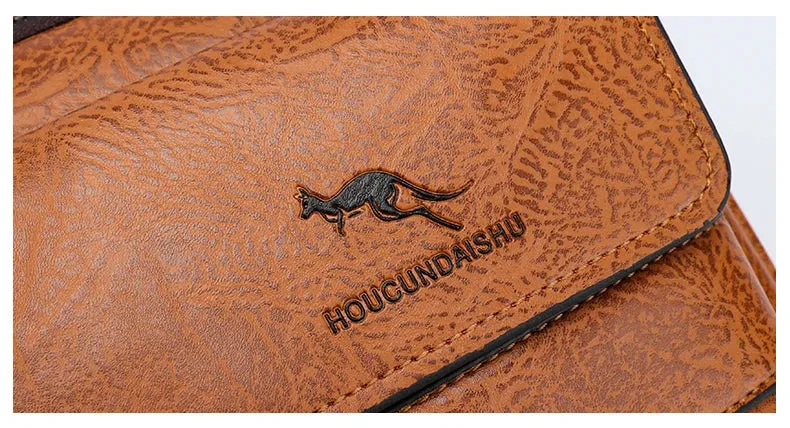 Luxury Kangaroo Brand Messenger Bags Men Leather Casual Crossbody Bag For Men Brown Black Business Shoulder Bag Male Handbag