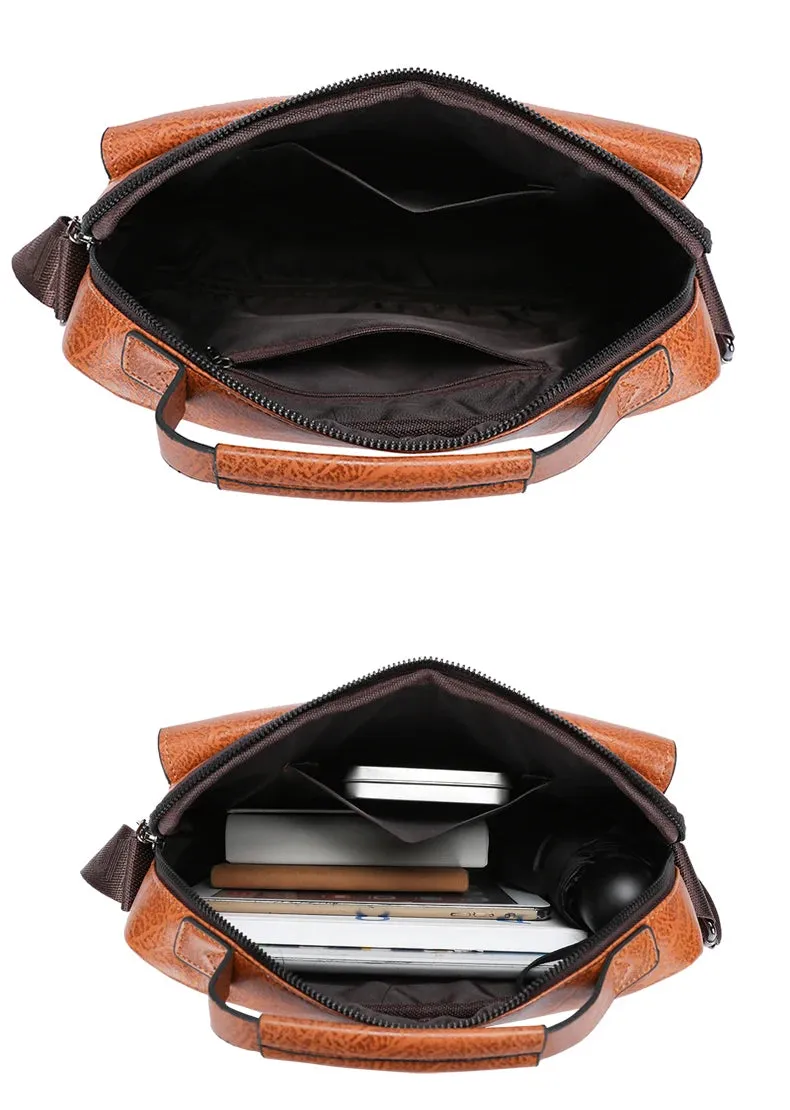 Luxury Kangaroo Brand Messenger Bags Men Leather Casual Crossbody Bag For Men Brown Black Business Shoulder Bag Male Handbag