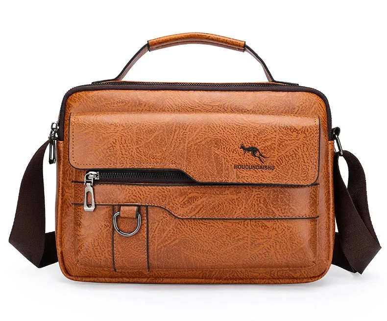 Luxury Kangaroo Brand Messenger Bags Men Leather Casual Crossbody Bag For Men Brown Black Business Shoulder Bag Male Handbag