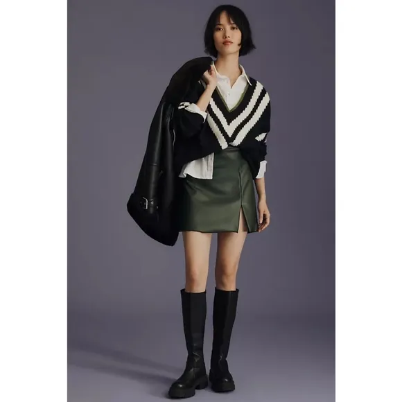 Maeve by Anthropologie Micro Mini Faux Leather Skirt