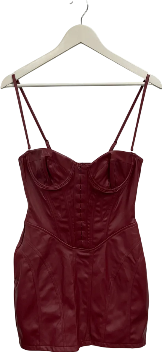 Mars the Label Red The Sabrina Faux Leather Mini Dress UK 10