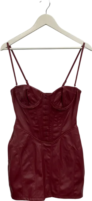 Mars the Label Red The Sabrina Faux Leather Mini Dress UK 10