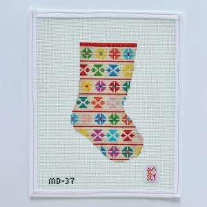 MD-37 - Geo Floral Mini Stocking
