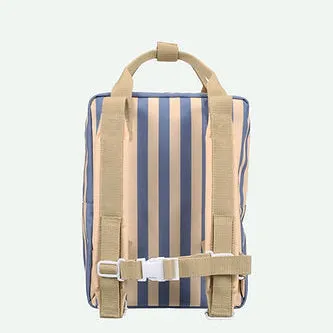 MEDIUM BACKPACK - STRIPES - BLUE WHALE & SANDY YELLOW