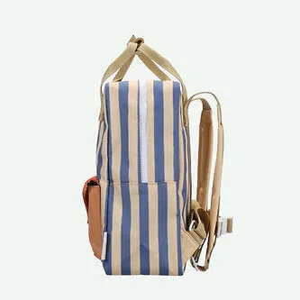 MEDIUM BACKPACK - STRIPES - BLUE WHALE & SANDY YELLOW