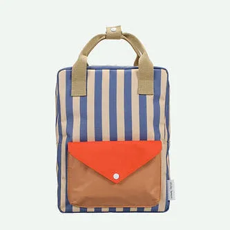 MEDIUM BACKPACK - STRIPES - BLUE WHALE & SANDY YELLOW