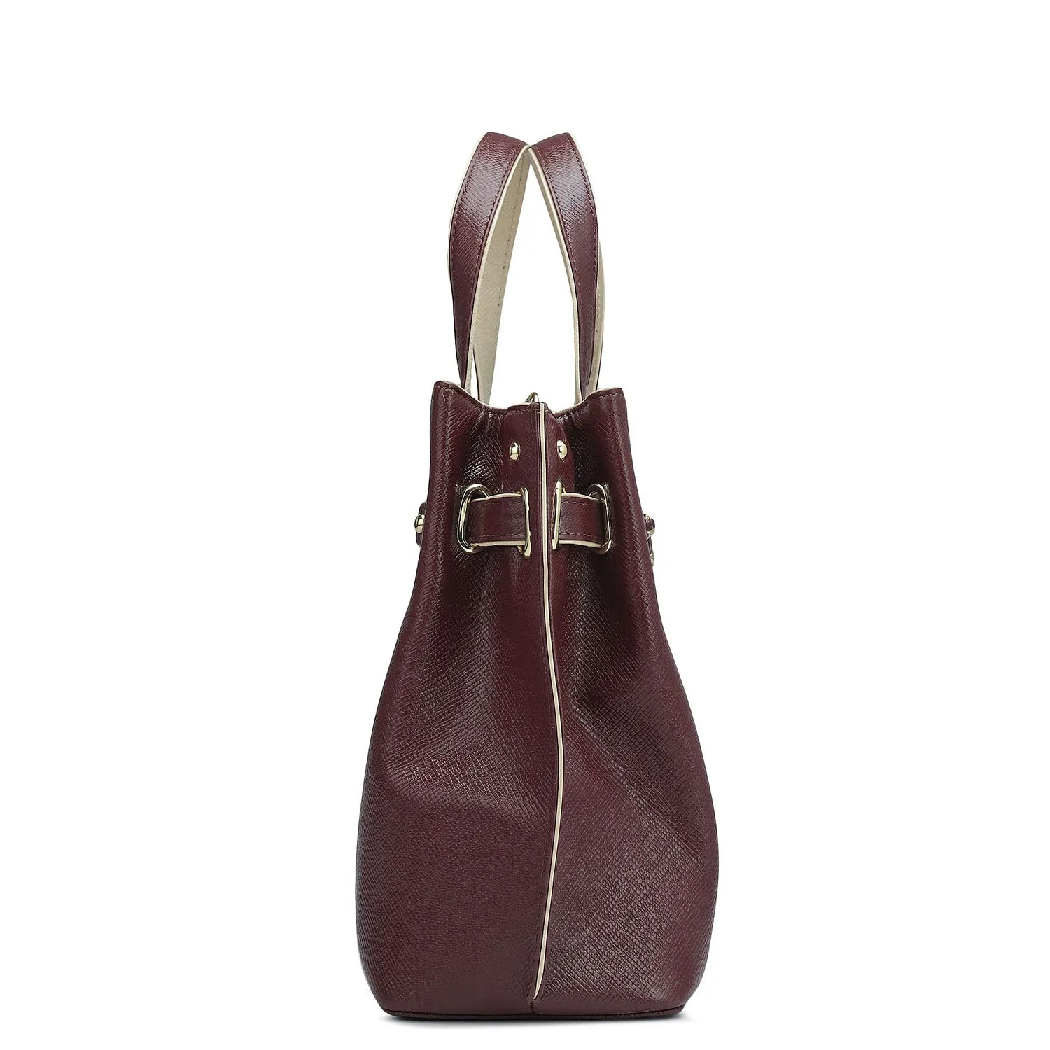 Medium Franzy Leather Satchel - Wine