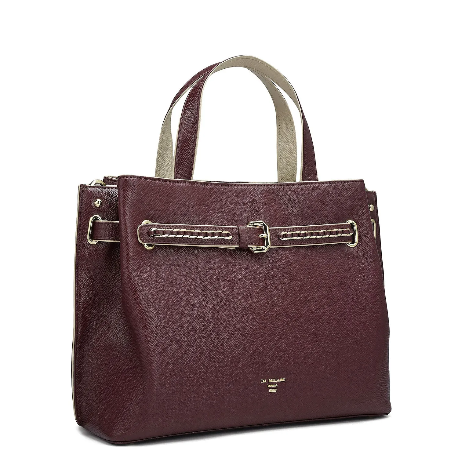 Medium Franzy Leather Satchel - Wine