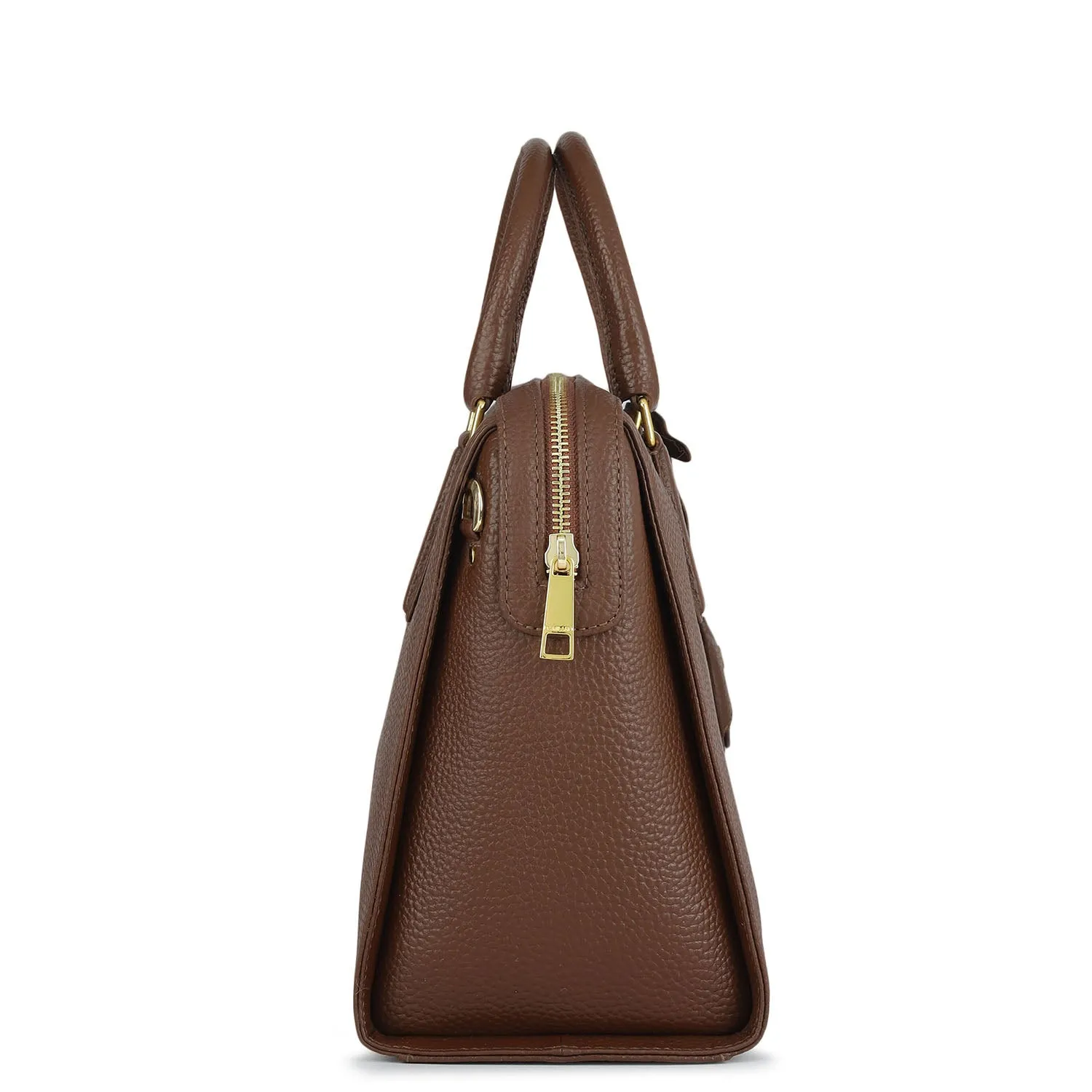 Medium Wax Leather Satchel - Espresso