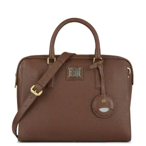 Medium Wax Leather Satchel - Espresso