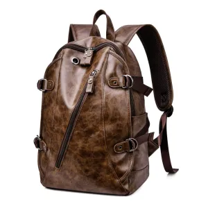 Men's Soft Leather Business Male Leisure Distribution Backpacks