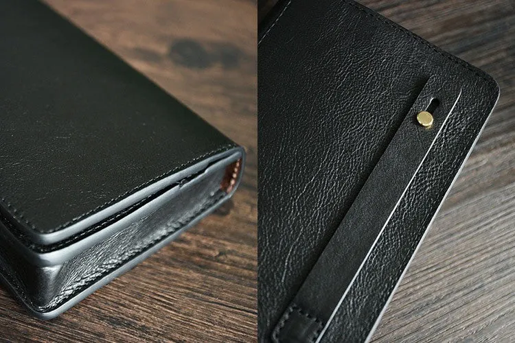 Mens' Vintage Genuine Leather Clutch Purse Men Business Clutch Hand Bag Cowhide Wallet D075