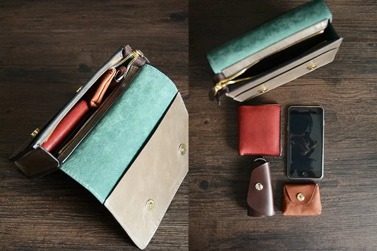 Mens' Vintage Genuine Leather Clutch Purse Men Business Clutch Hand Bag Cowhide Wallet D075