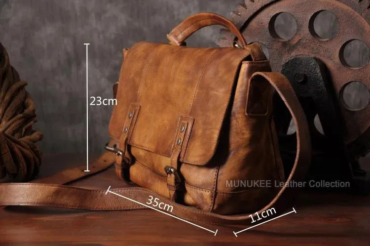 Men's Vintage Style Genuine Leather Messenger Bag