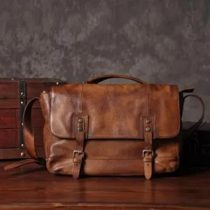 Men's Vintage Style Genuine Leather Messenger Bag