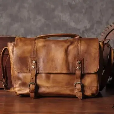 Men's Vintage Style Genuine Leather Messenger Bag