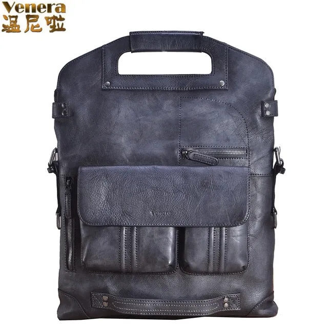 Messenger Versatile male men Leather retro Genuine bag Vast assortment business casual briefcase HANSOMFY bag handbag shoulder men's