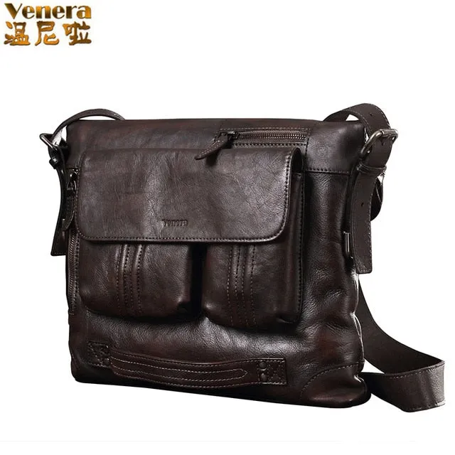 Messenger Versatile male men Leather retro Genuine bag Vast assortment business casual briefcase HANSOMFY bag handbag shoulder men's