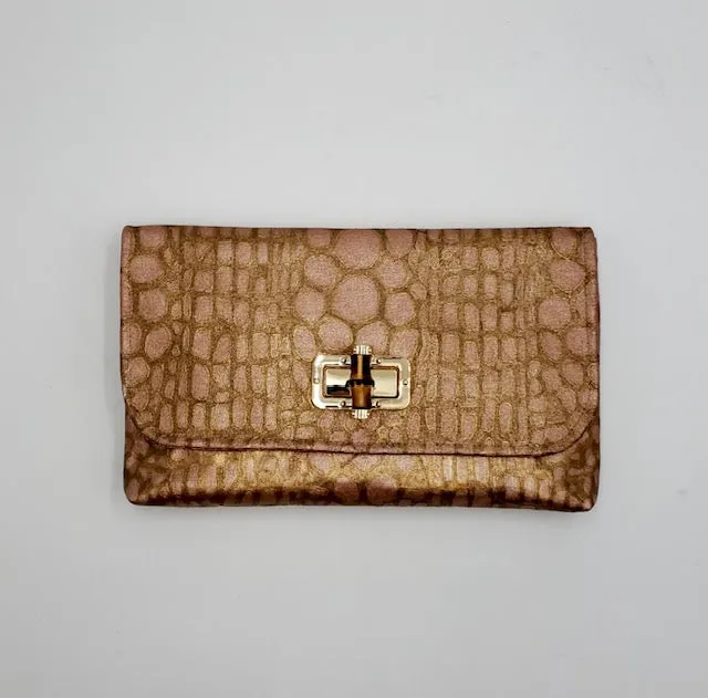 Metallic Alligator Ginger Clutches (with turn-lock)