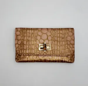Metallic Alligator Ginger Clutches (with turn-lock)