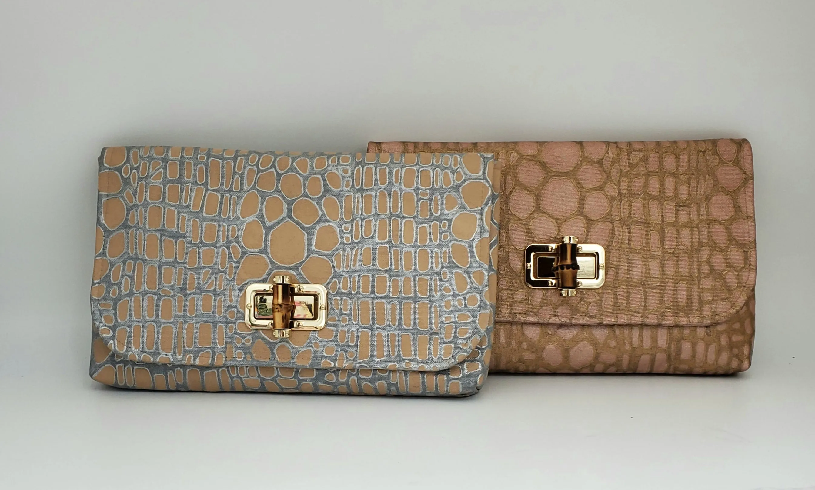 Metallic Alligator Ginger Clutches (with turn-lock)