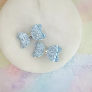 Metallic Pebble Blue Micro Mini Bows