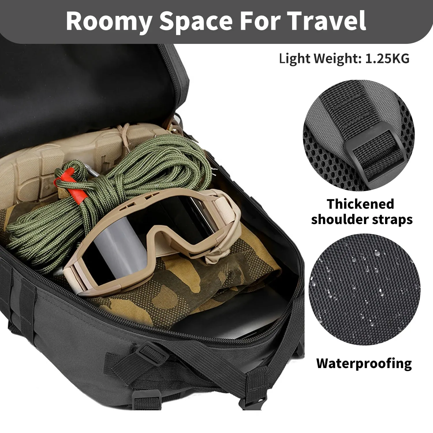 Military Tactical Backpack For Men Waterproof Army Assault Daypack 3Day Bug Out Bag Hiking