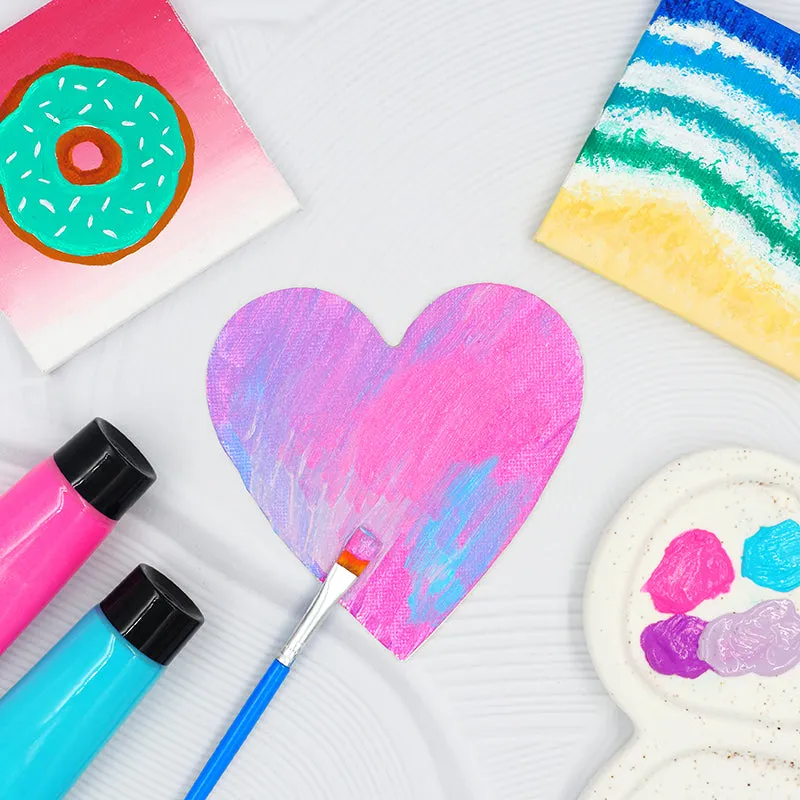 MINI CANVAS 10CM HEART 3PC