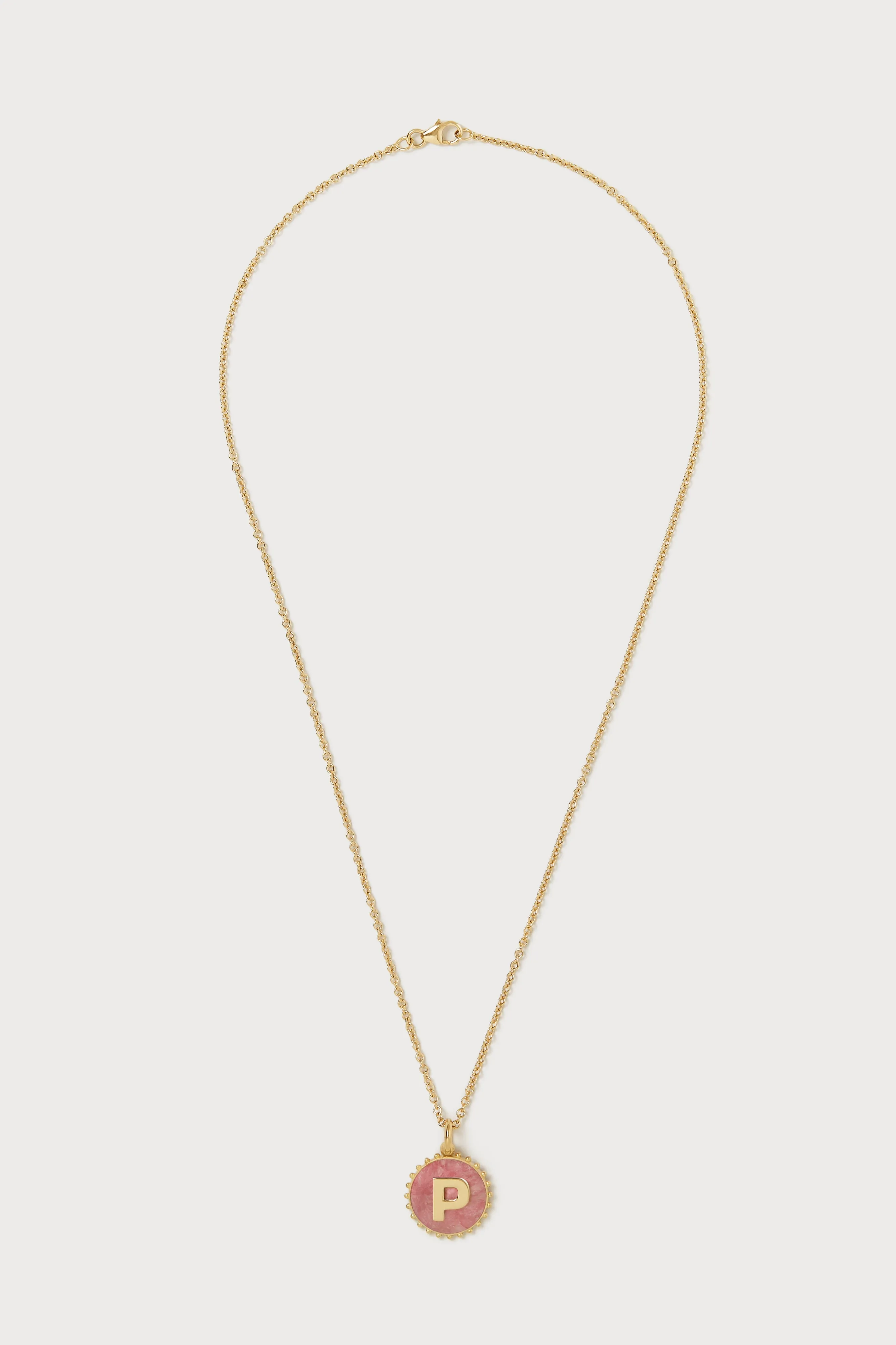 Mini Canvas Initial Necklace <br> Rhodochrosite