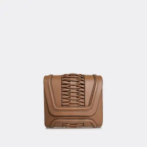 Mini Giovanna camel braided clutch