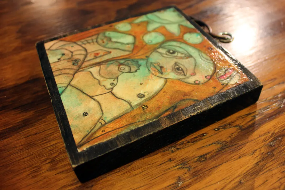 Mini original fine art on wood 'a party for you'