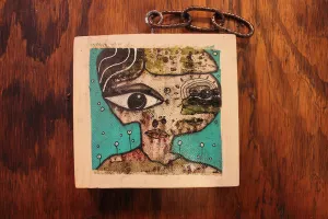 Mini original fine art on wood 'Wondering'