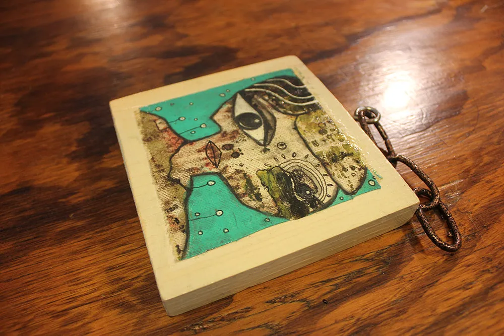 Mini original fine art on wood 'Wondering'