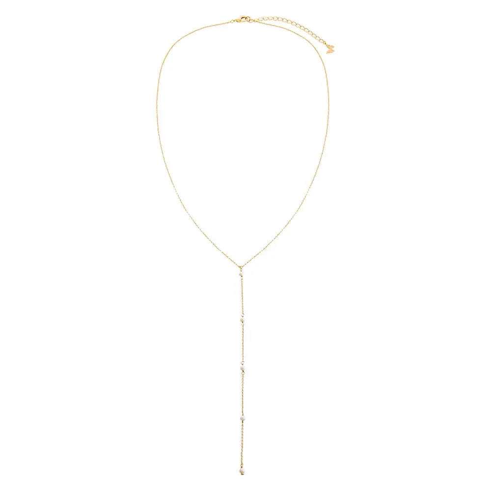 Mini Pearl Station Lariat Necklace