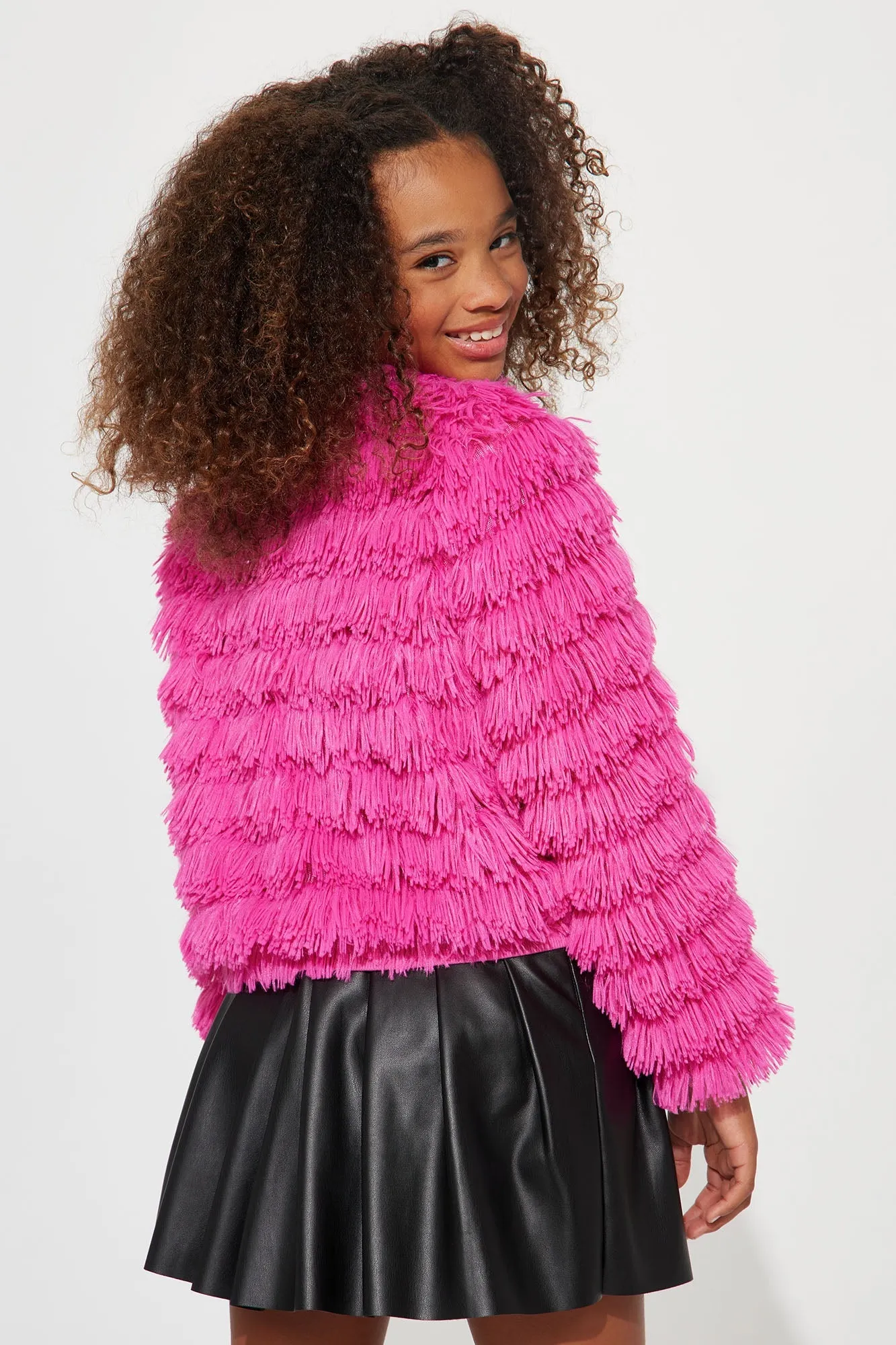 Mini The Fancy Things In Life Faux Fur Jacket - Fuchsia