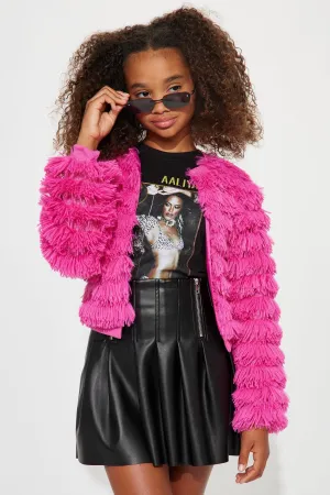 Mini The Fancy Things In Life Faux Fur Jacket - Fuchsia