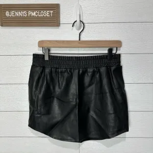 Monrow Black Faux Leather Mini Skirt Size Large