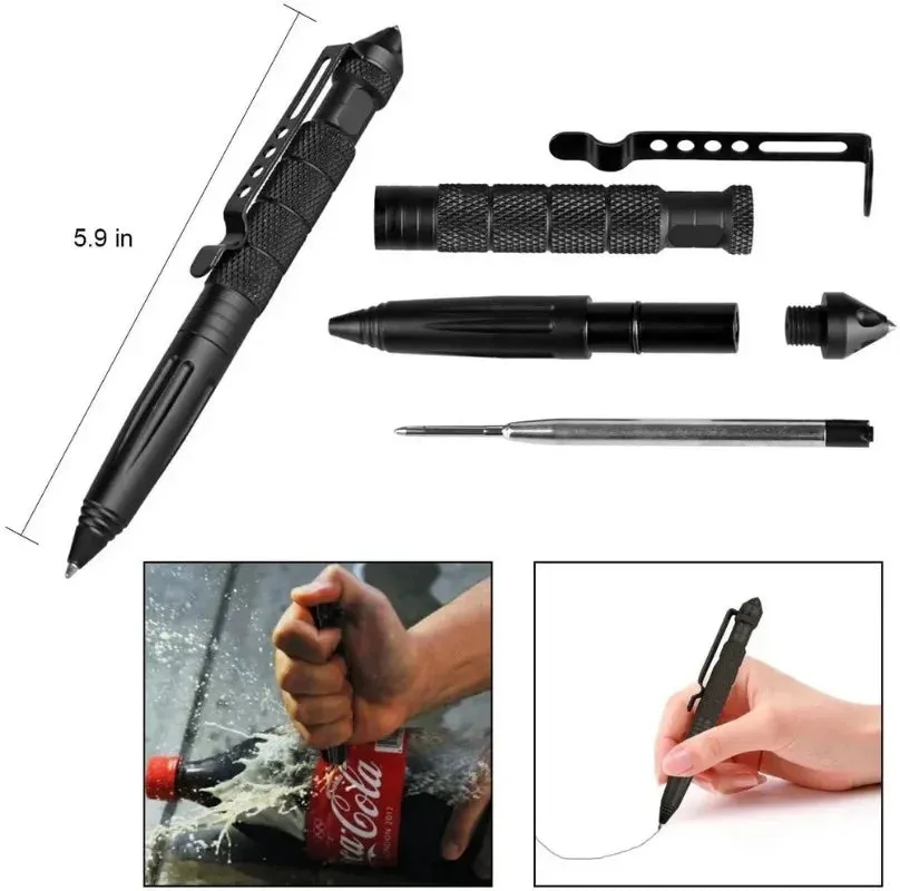 Multi-Functional Metal Tactical Pen Glass Breaker Survival Anti Skid Emergency Self Defense Outdoor Supplies Security Tactical