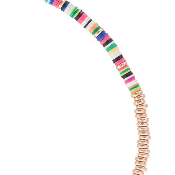 Multicolor African Beaded Necklace with 18k Rose Gold Beads